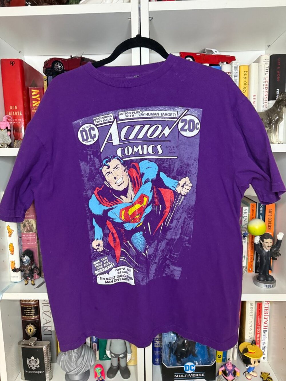Official Superman Action Comics Purple 100% Cotton DC comics Tshirt Size Large